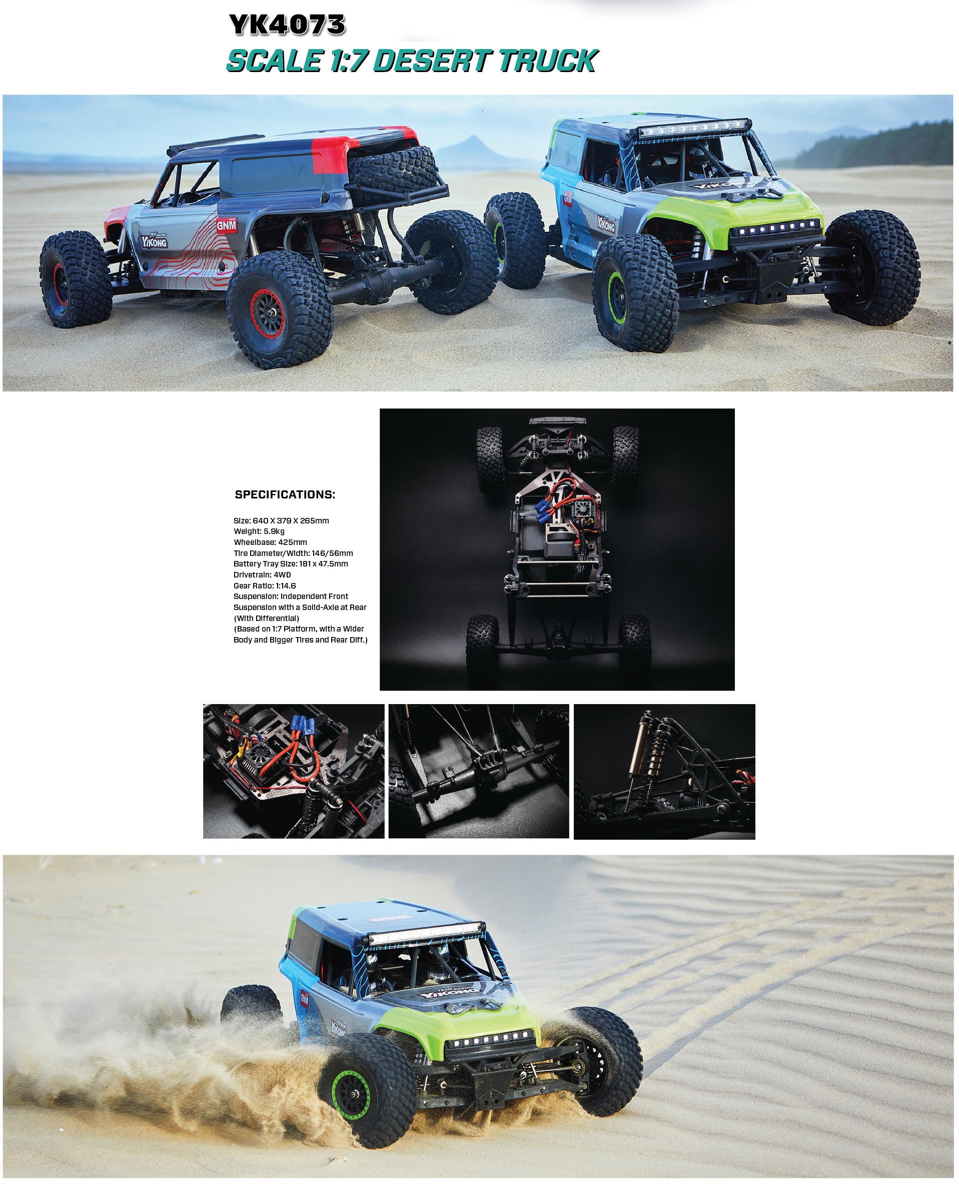 YIKONG YK4073 TB7 1/7 Desert RC Truck